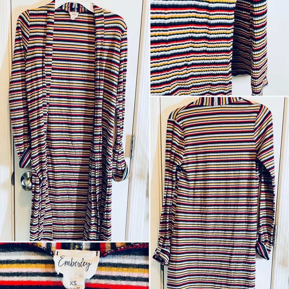 Emberley Long Length Striped Cardigan